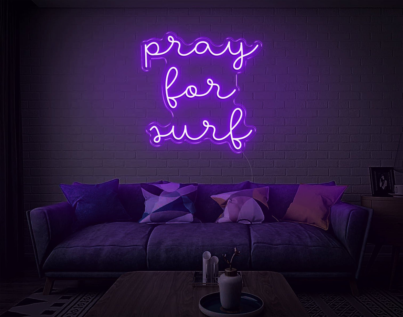 Pray For Surf LED Neon Sign - 24inch x 24inchHot Pink