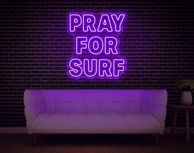 Pray For Surf LED Neon Sign v2 - 24inch x 21inchPurple