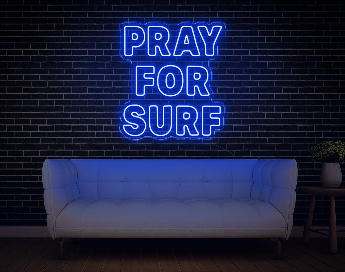 Pray For Surf LED Neon Sign v2 - 24inch x 21inchBlue