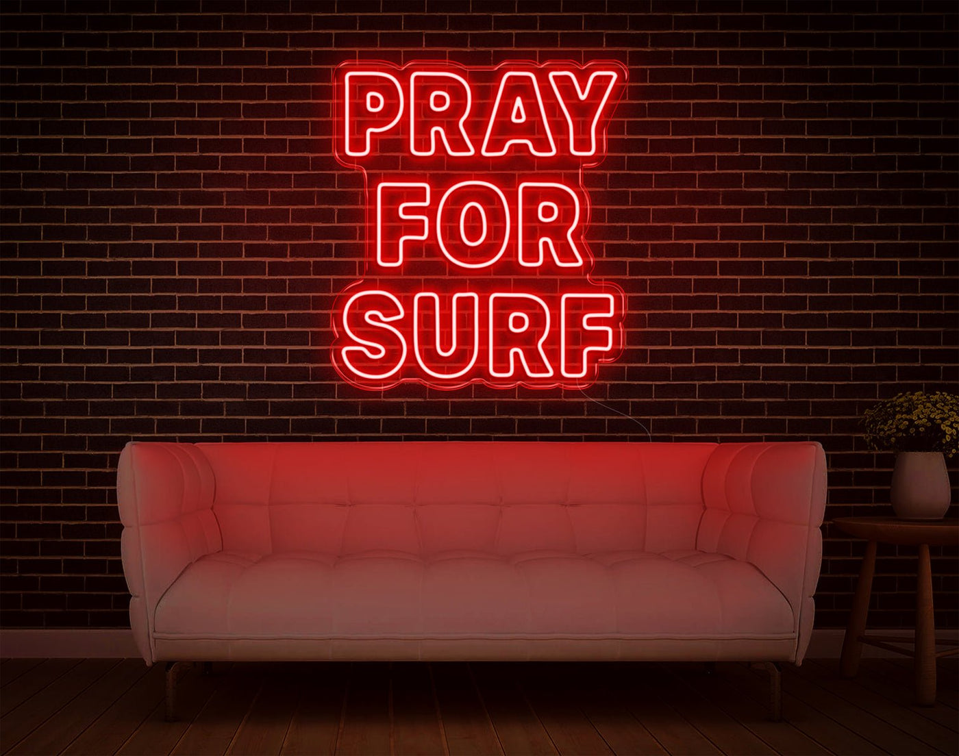 Pray For Surf LED Neon Sign v2 - 24inch x 21inchRed