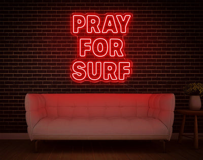 Pray For Surf LED Neon Sign v2 - 24inch x 21inchRed
