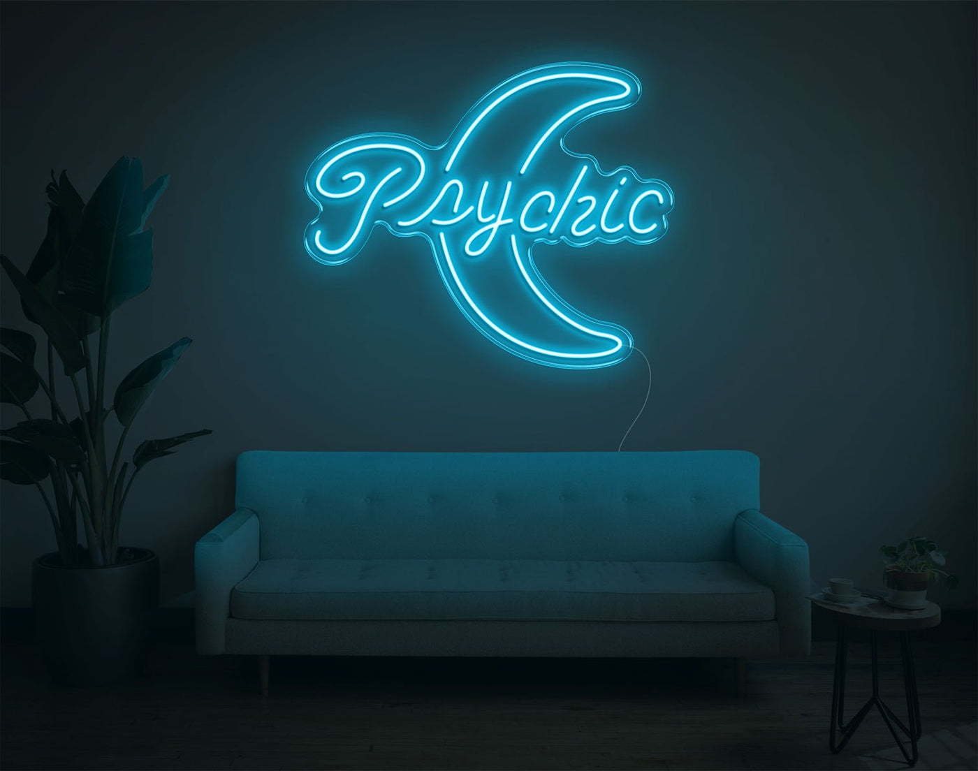 Psychic Moon LED Neon Sign - 23inch x 28inchLight Blue