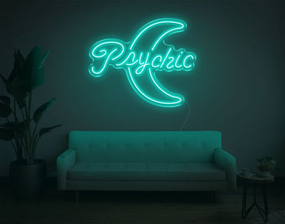 Psychic Moon LED Neon Sign - 23inch x 28inchTurquoise