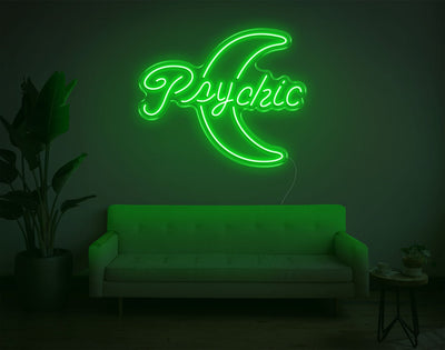 Psychic Moon LED Neon Sign - 23inch x 28inchGreen
