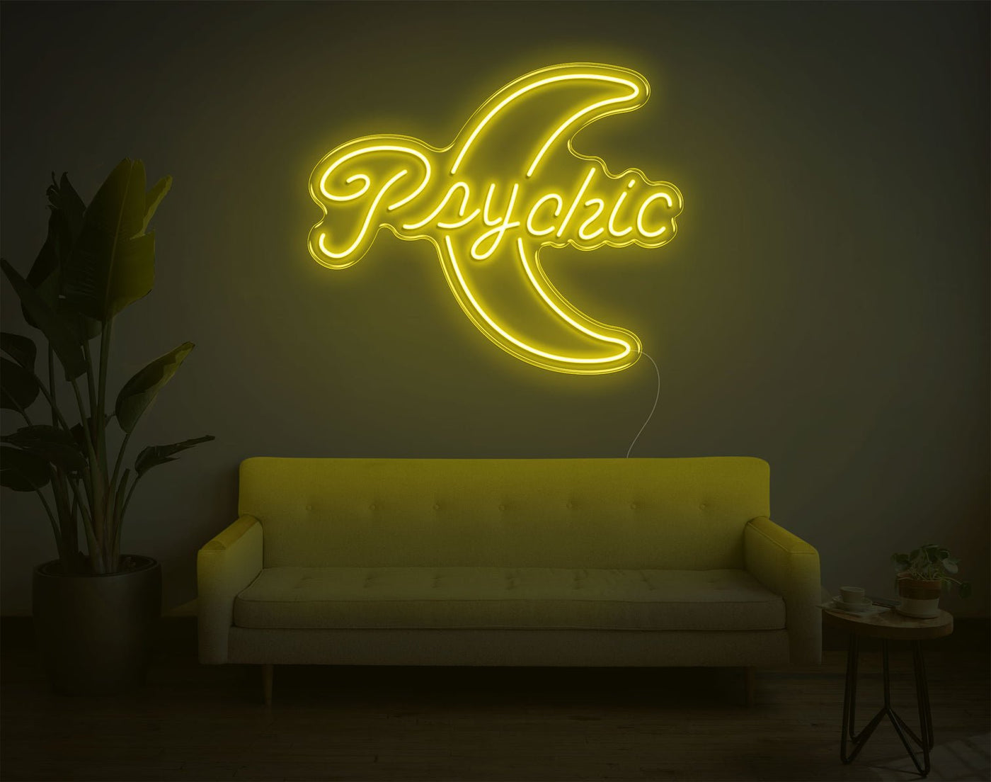 Psychic Moon LED Neon Sign - 23inch x 28inchYellow