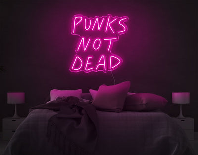 Punks Not Dead LED Neon Sign - 22inch x 22inchHot Pink