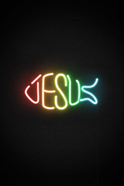 Rainbow Jesus Neon Sign -