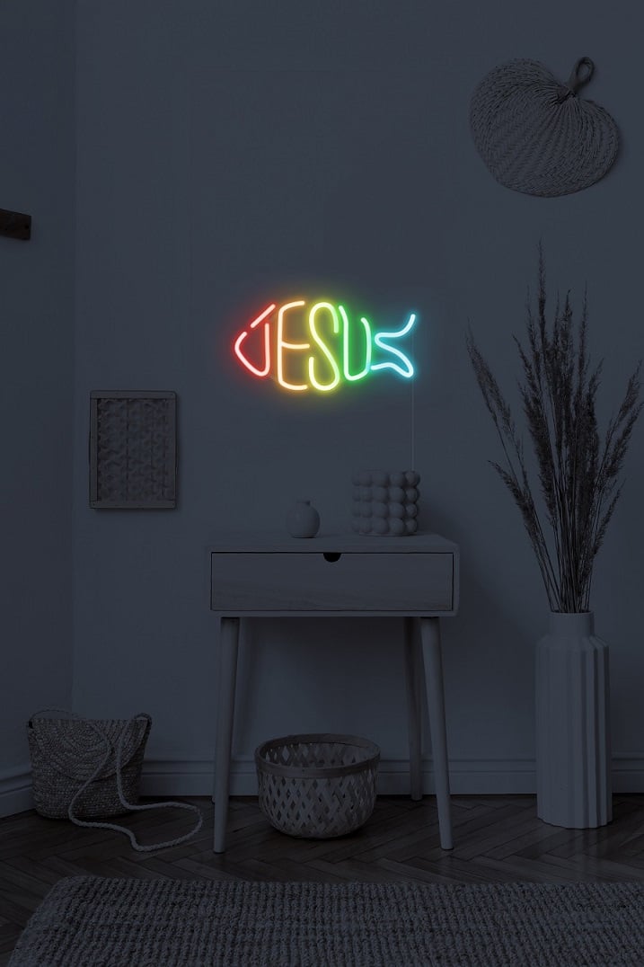 Rainbow Jesus Neon Sign -