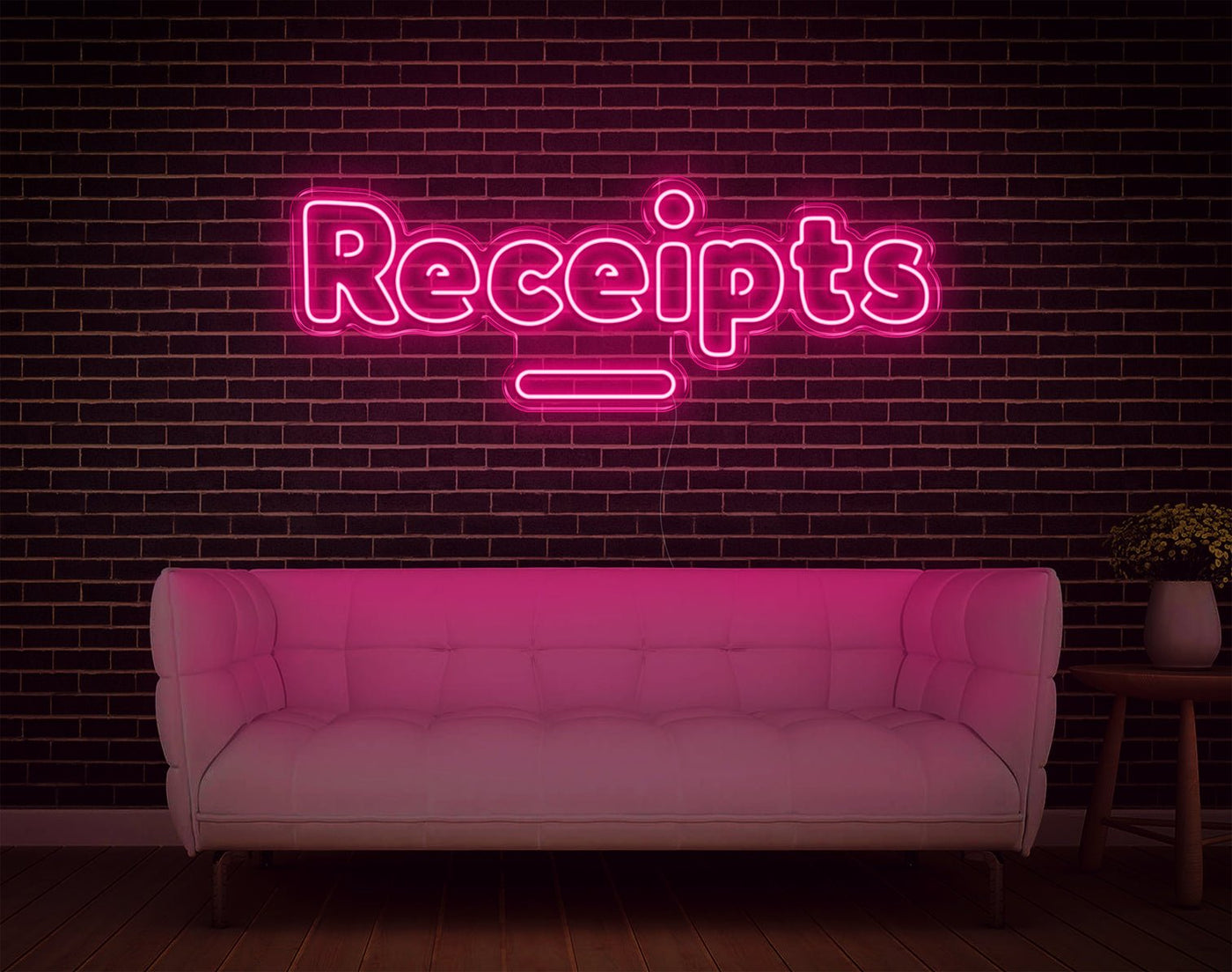 Receipts LED Neon Sign - 6inch x 17inchHot Pink