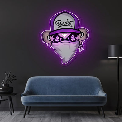 Riddler Drawing Purple Neon Sign x Acrylic Artwork - 2ftLED Neon x Acrylic Print