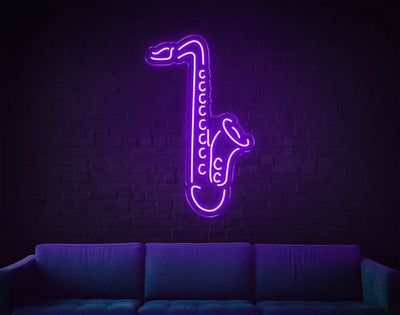 Saxophone LED Neon Sign - 26inch x 16inchPurple