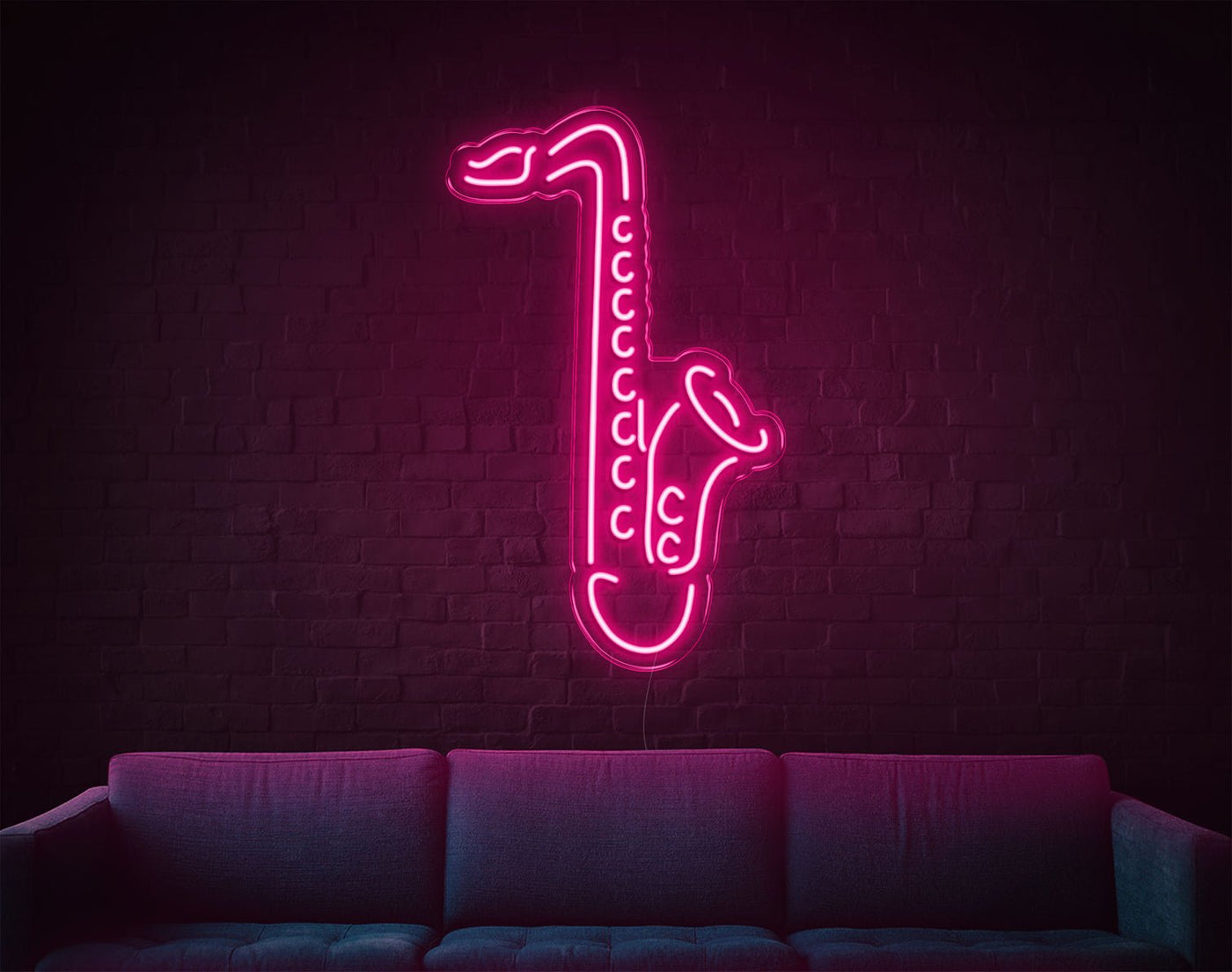 Saxophone LED Neon Sign - 26inch x 16inchLight Pink