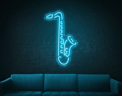 Saxophone LED Neon Sign - 26inch x 16inchLight Blue