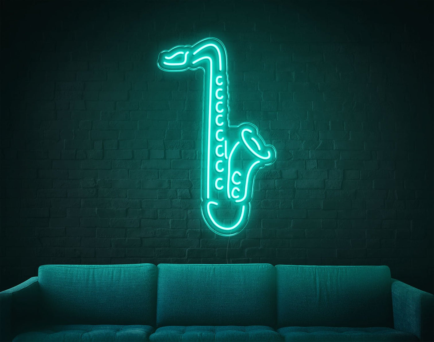 Saxophone LED Neon Sign - 26inch x 16inchTurquoise