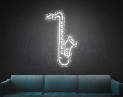 Saxophone LED Neon Sign - 26inch x 16inchWhite
