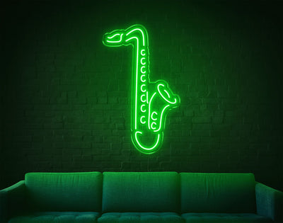 Saxophone LED Neon Sign - 26inch x 16inchGreen