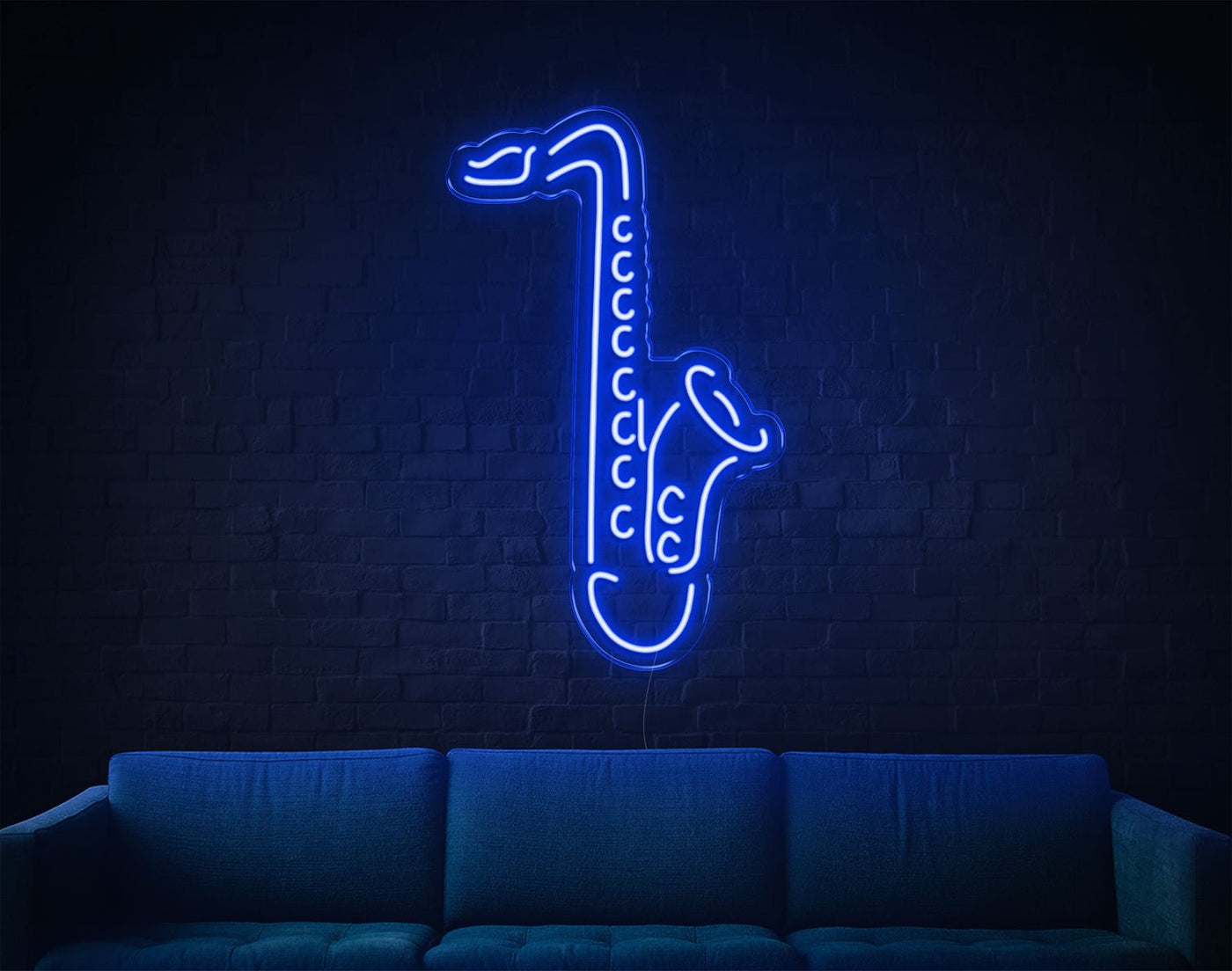 Saxophone LED Neon Sign - 26inch x 16inchBlue