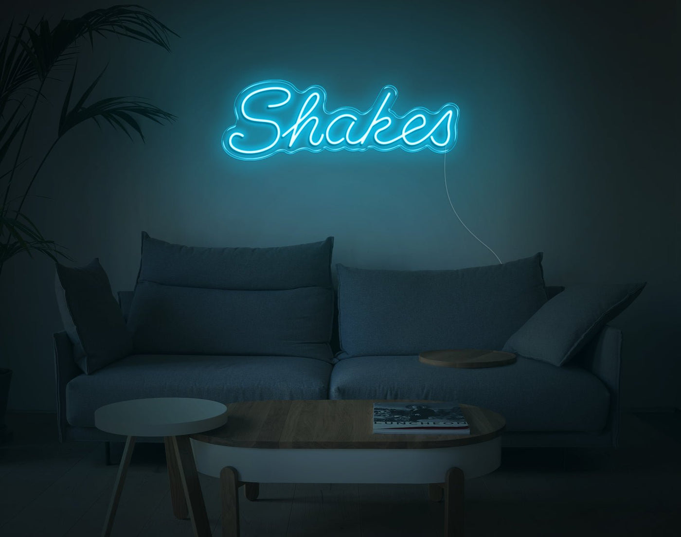 Shakes LED Neon Sign - 9inch x 28inchLight Blue
