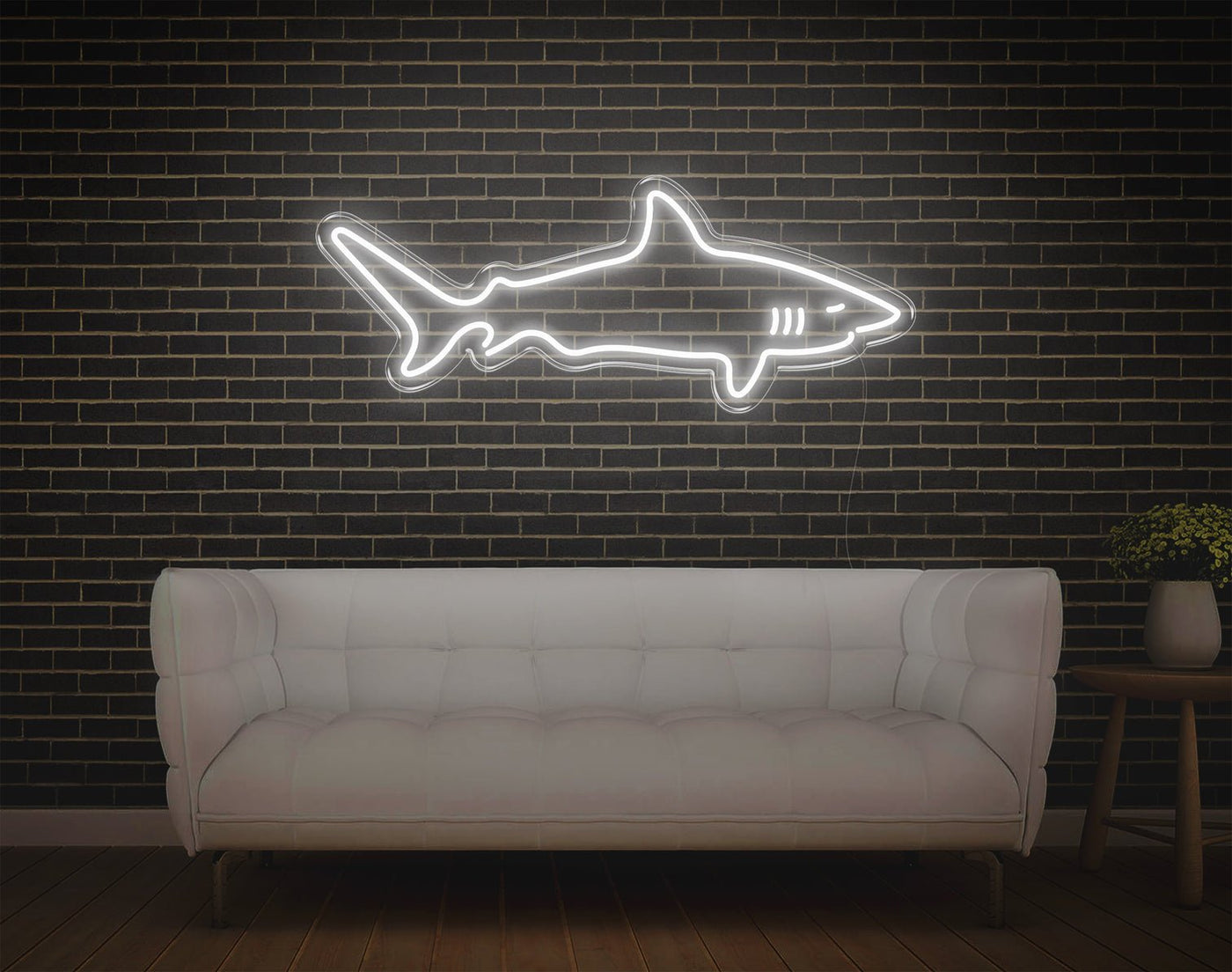 Shark V1 LED Neon Sign - 5inch x 13inchWhite