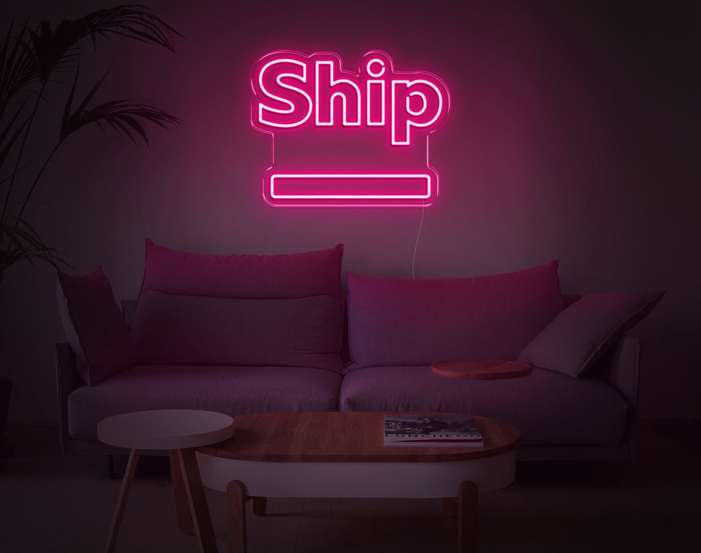 Ship LED Neon Sign - 15inch x 19inchLight Pink