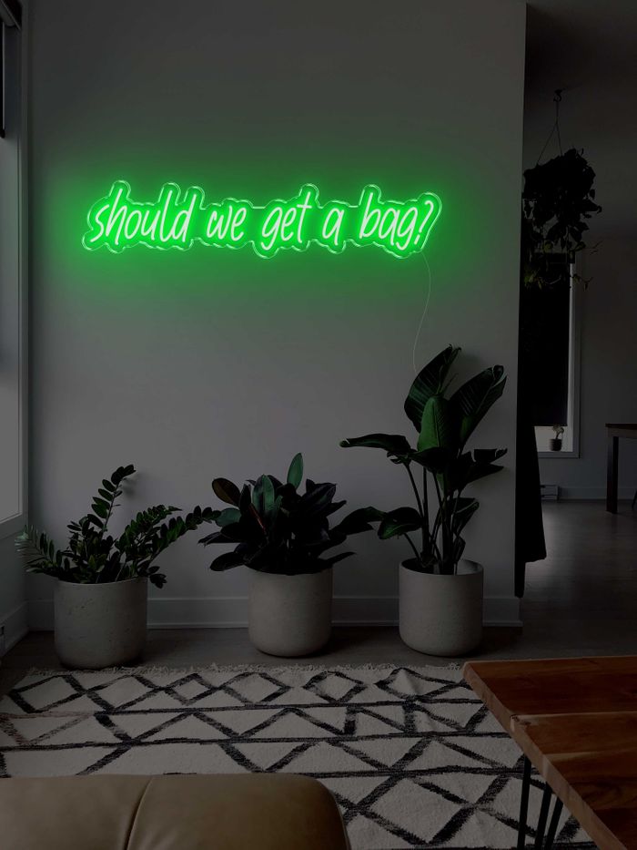 Should we get a bag? LED Neon sign - 39inch x 9inchGreen