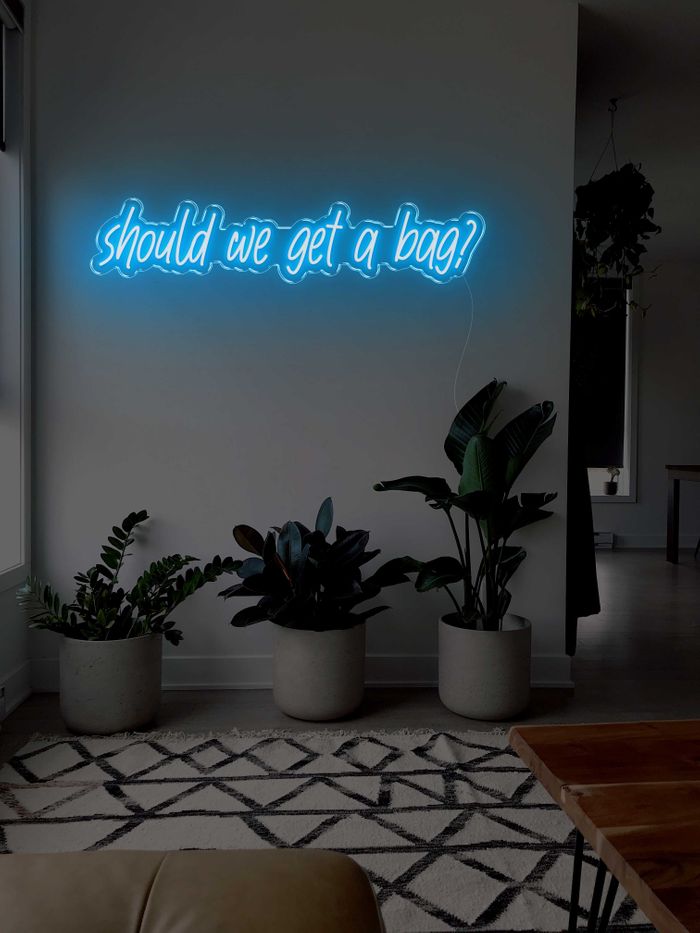 Should we get a bag? LED Neon sign - 39inch x 9inchIce Blue