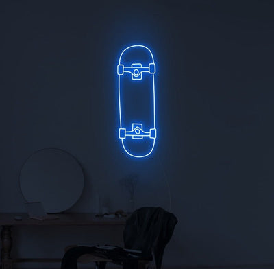 Skateboard Neon Sign - White