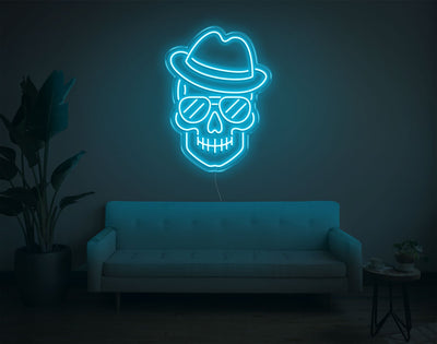 Skull LED Neon Sign - 24inch x 17inchLight Blue