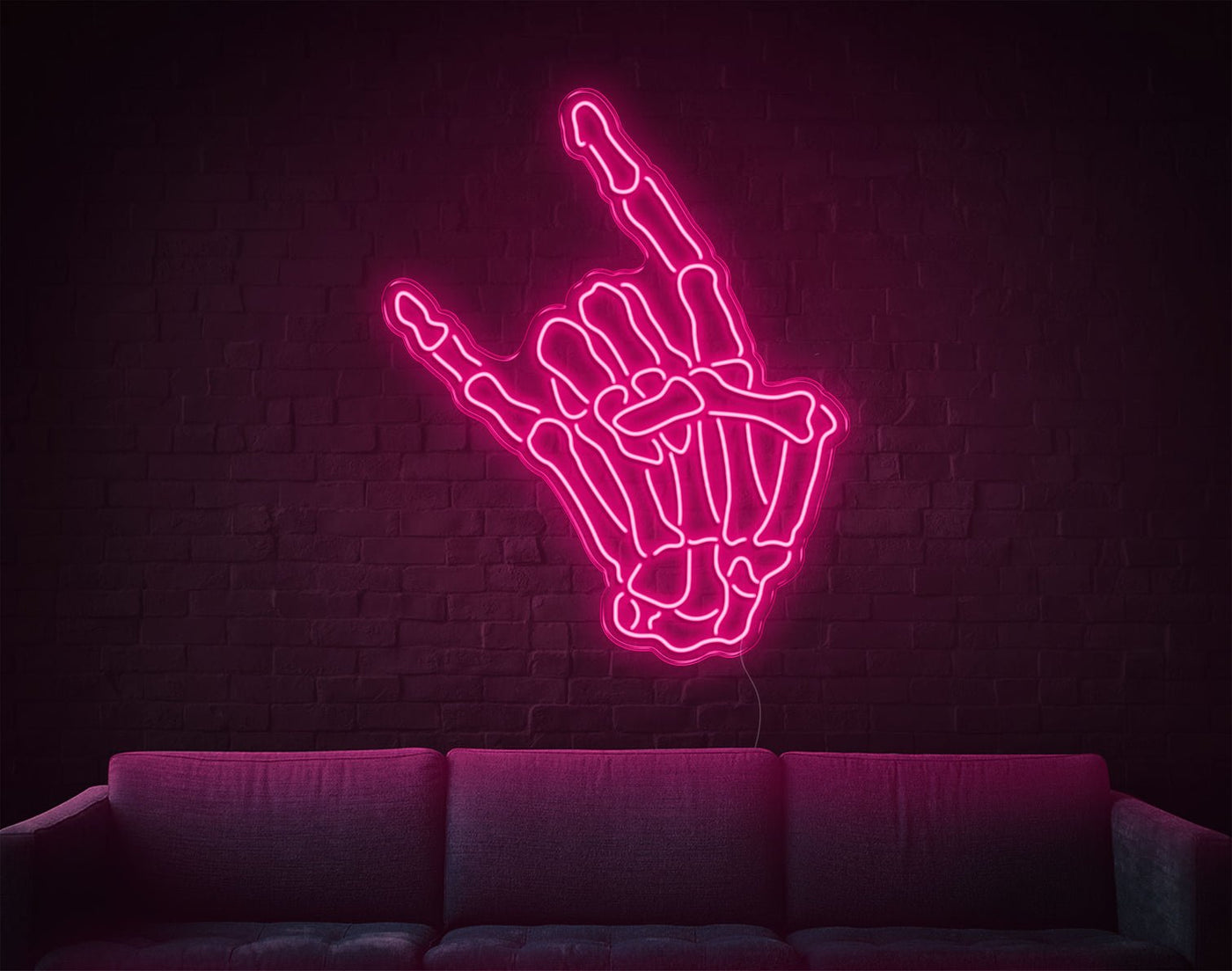 Skull Rock LED Neon Sign - 37inch x 30inchHot Pink