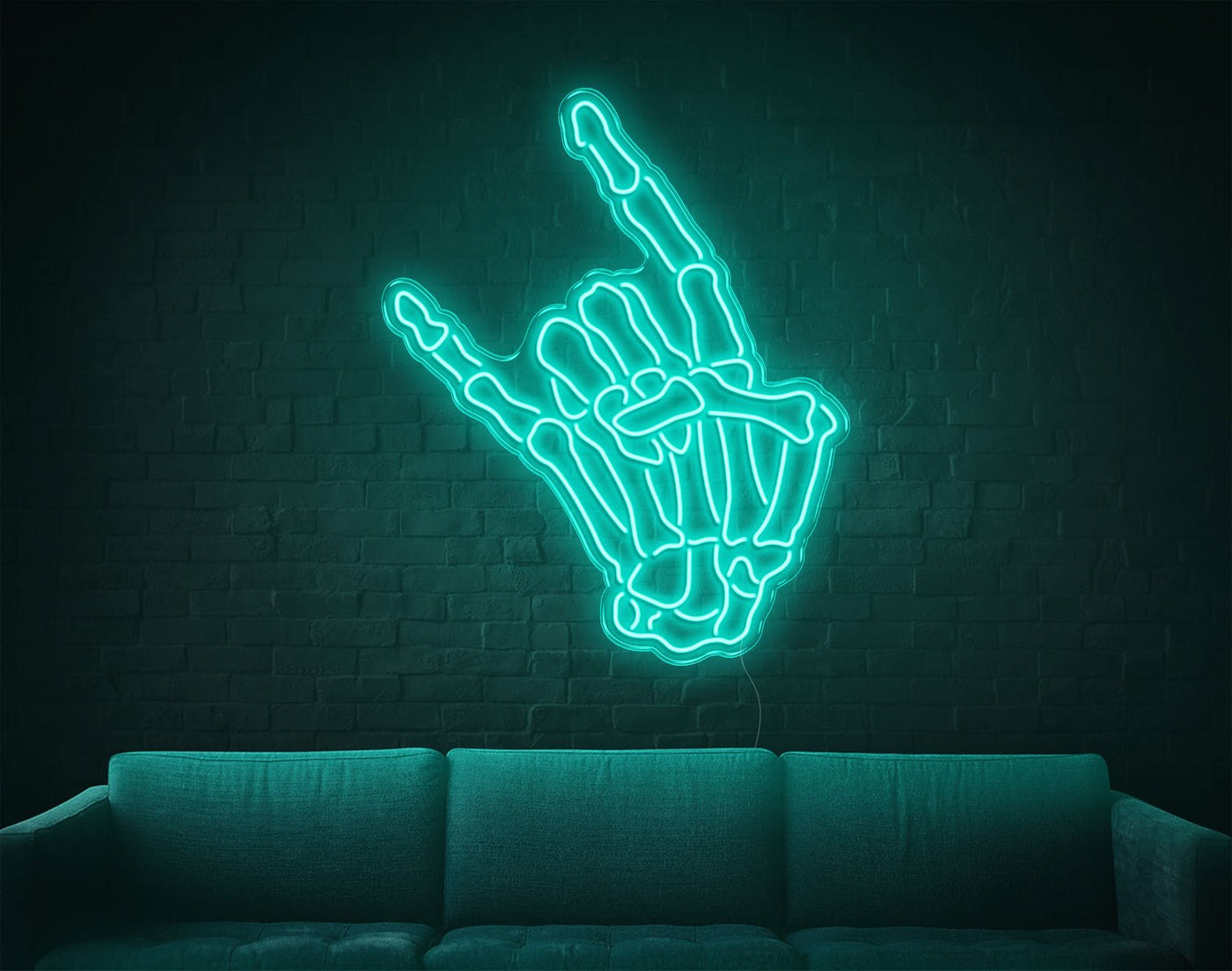 Skull Rock LED Neon Sign - 37inch x 30inchTurquoise