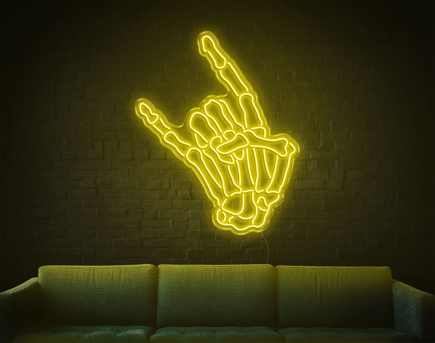 Skull Rock LED Neon Sign - 37inch x 30inchYellow
