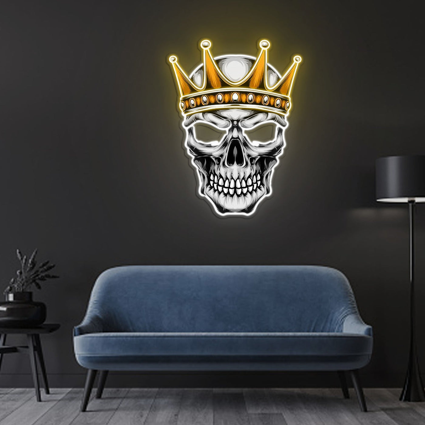 Skull With Crown Neon Sign x Acrylic Artwork - 2ftLED Neon x Acrylic Print