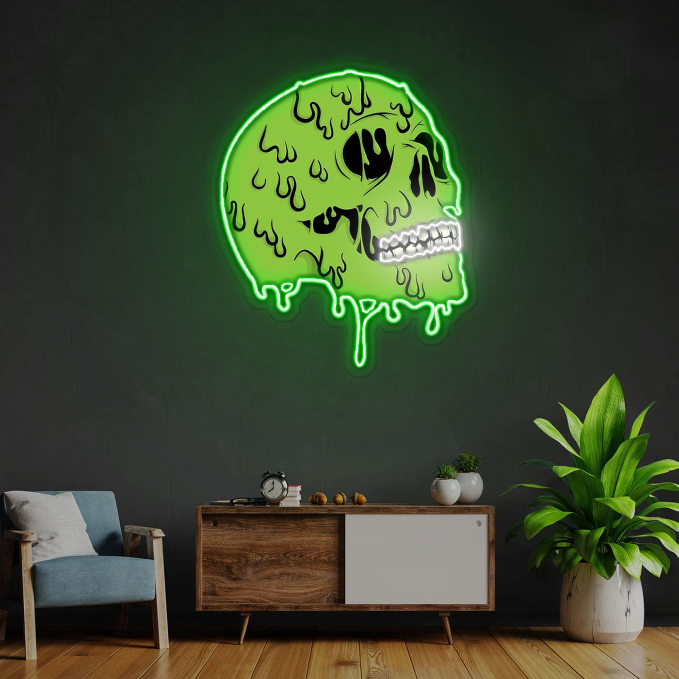 Skull zombie Neon Sign x Acrylic Artwork - 2ftLED Neon x Acrylic Print