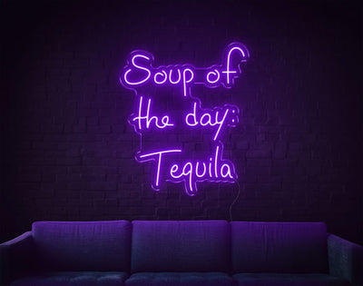 Soup Of The Day Tequila LED Neon Sign - 26inch x 22inchPurple