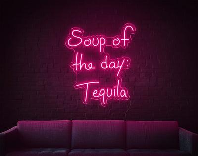 Soup Of The Day Tequila LED Neon Sign - 26inch x 22inchLight Pink