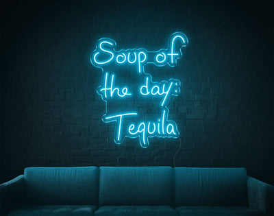 Soup Of The Day Tequila LED Neon Sign - 26inch x 22inchLight Blue