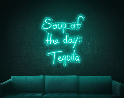 Soup Of The Day Tequila LED Neon Sign - 26inch x 22inchTurquoise