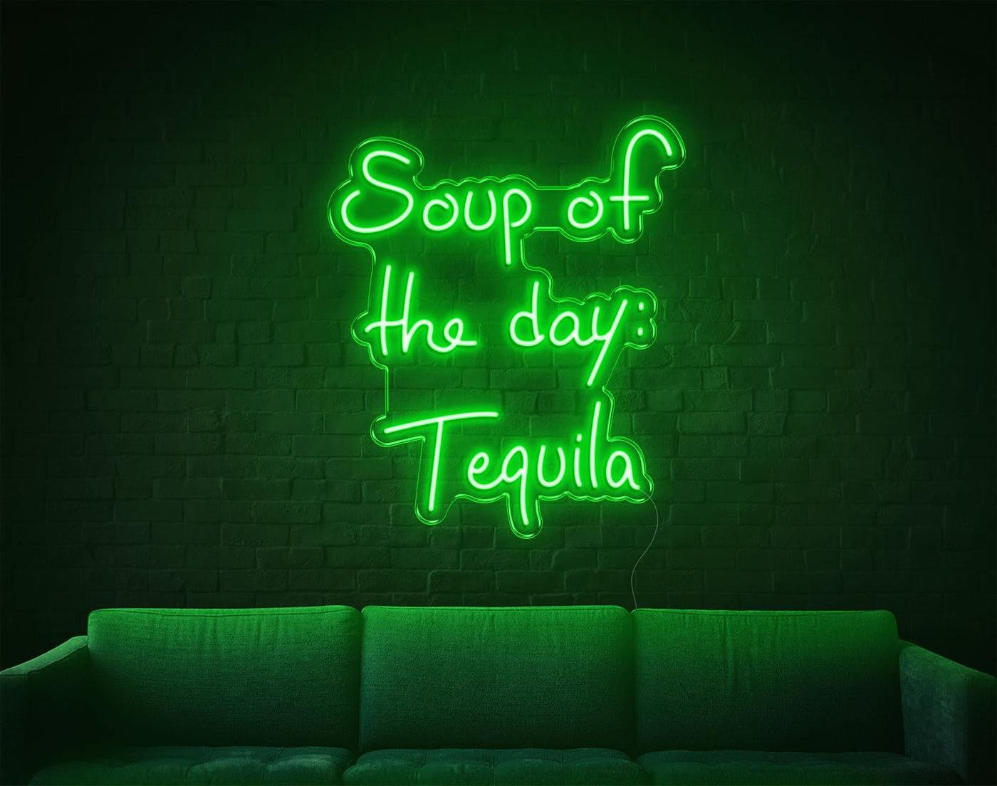 Soup Of The Day Tequila LED Neon Sign - 26inch x 22inchGreen