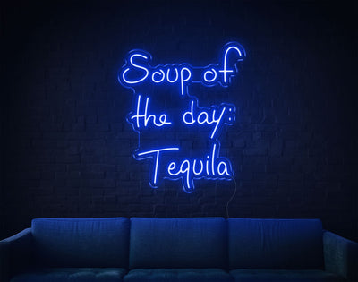Soup Of The Day Tequila LED Neon Sign - 26inch x 22inchBlue