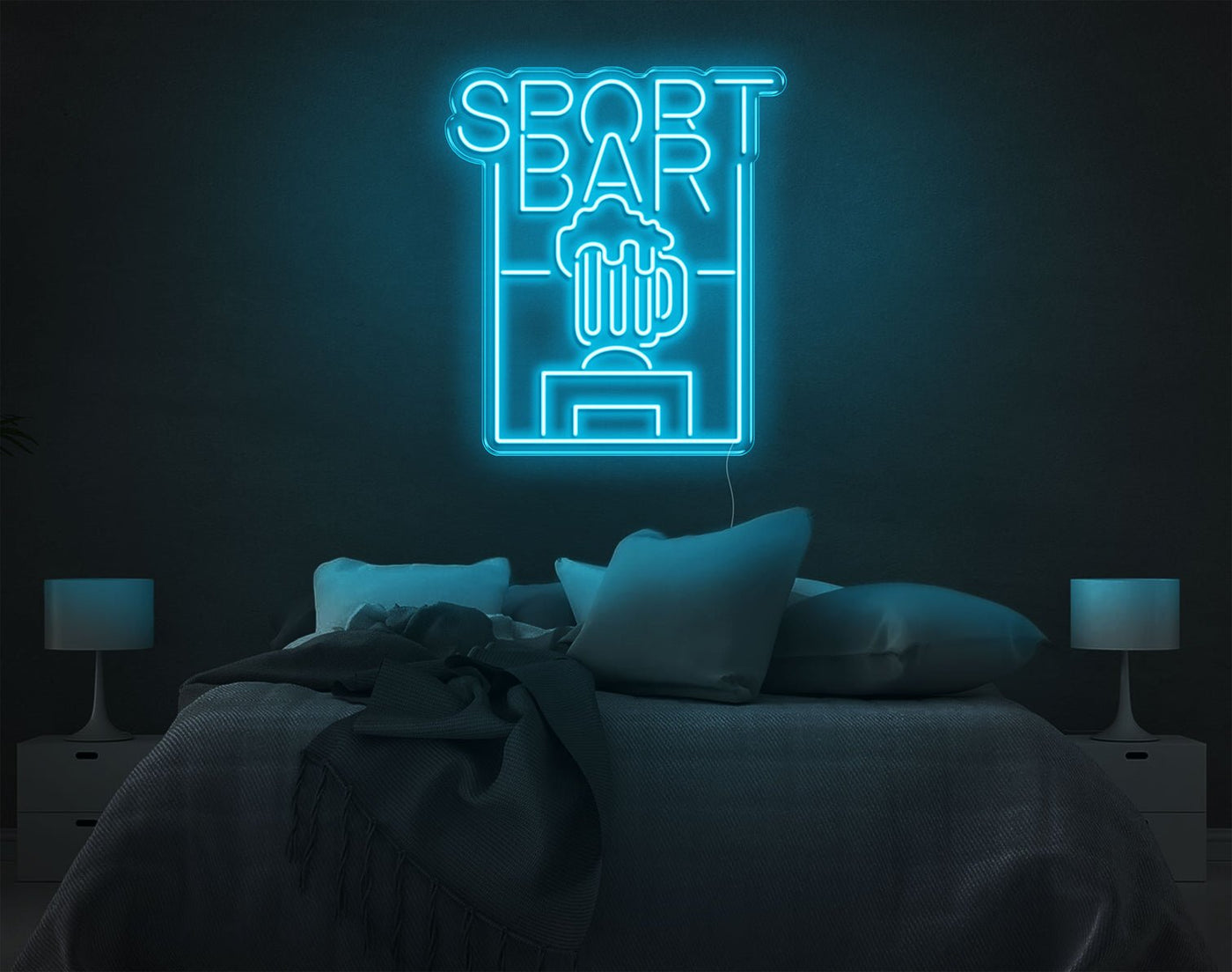 Sport Bar LED Neon Sign - 26inch x 22inchLight Blue