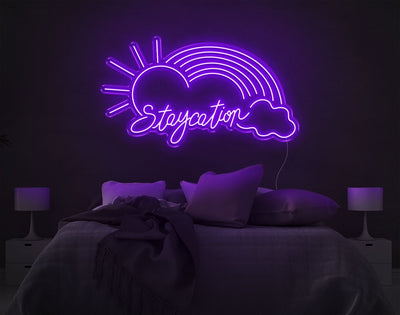 Staycation Rainbow LED Neon Sign - 23inch x 41inchPurple