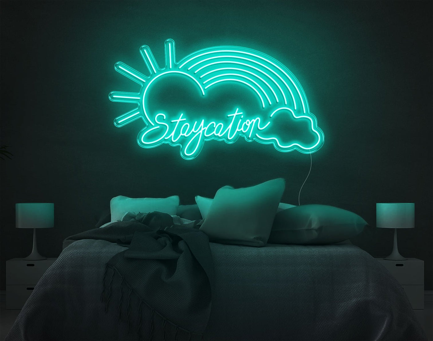 Staycation Rainbow LED Neon Sign - 23inch x 41inchTurquoise