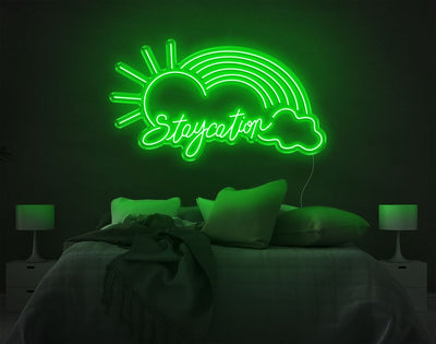 Staycation Rainbow LED Neon Sign - 23inch x 41inchGreen