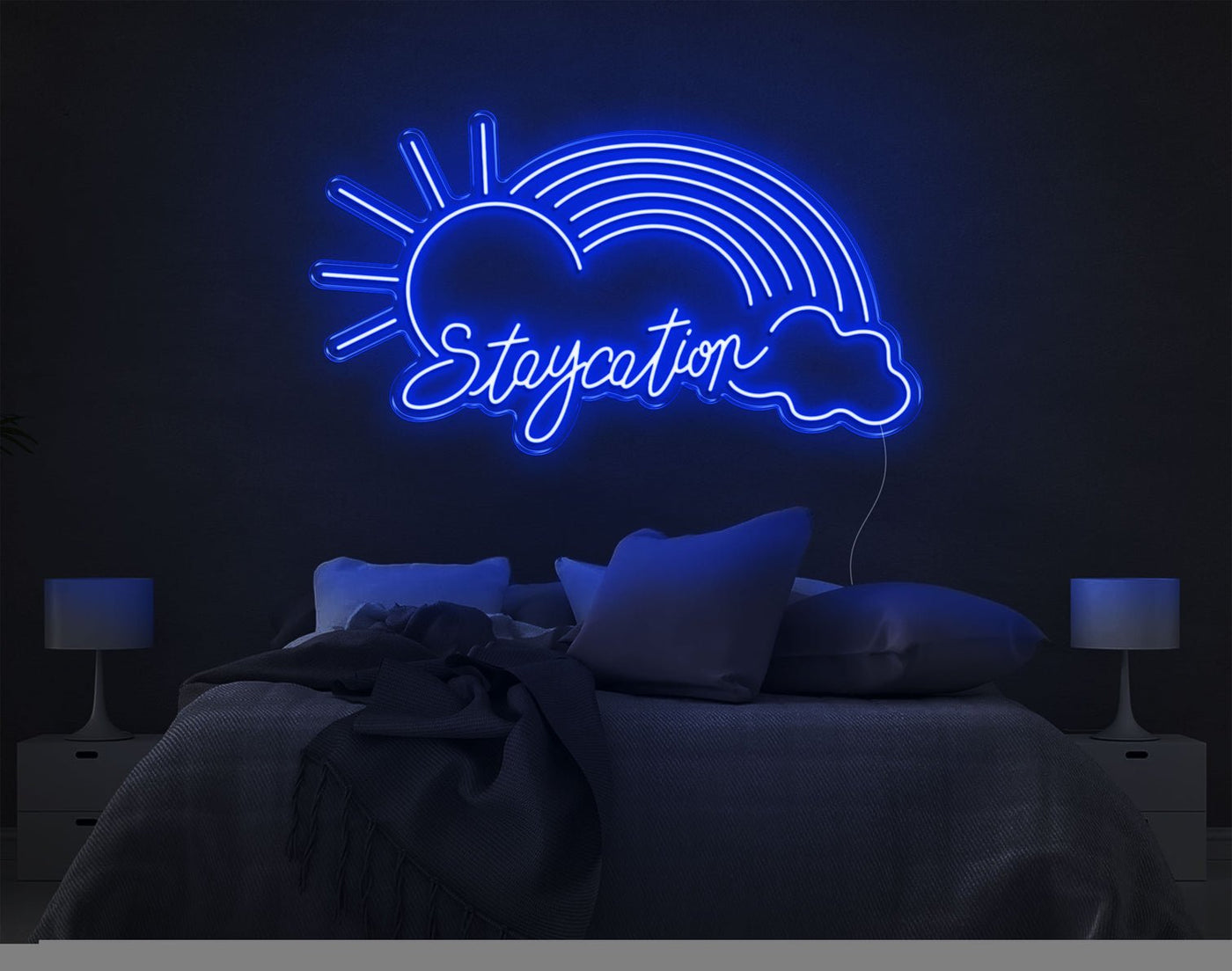 Staycation Rainbow LED Neon Sign - 23inch x 41inchBlue