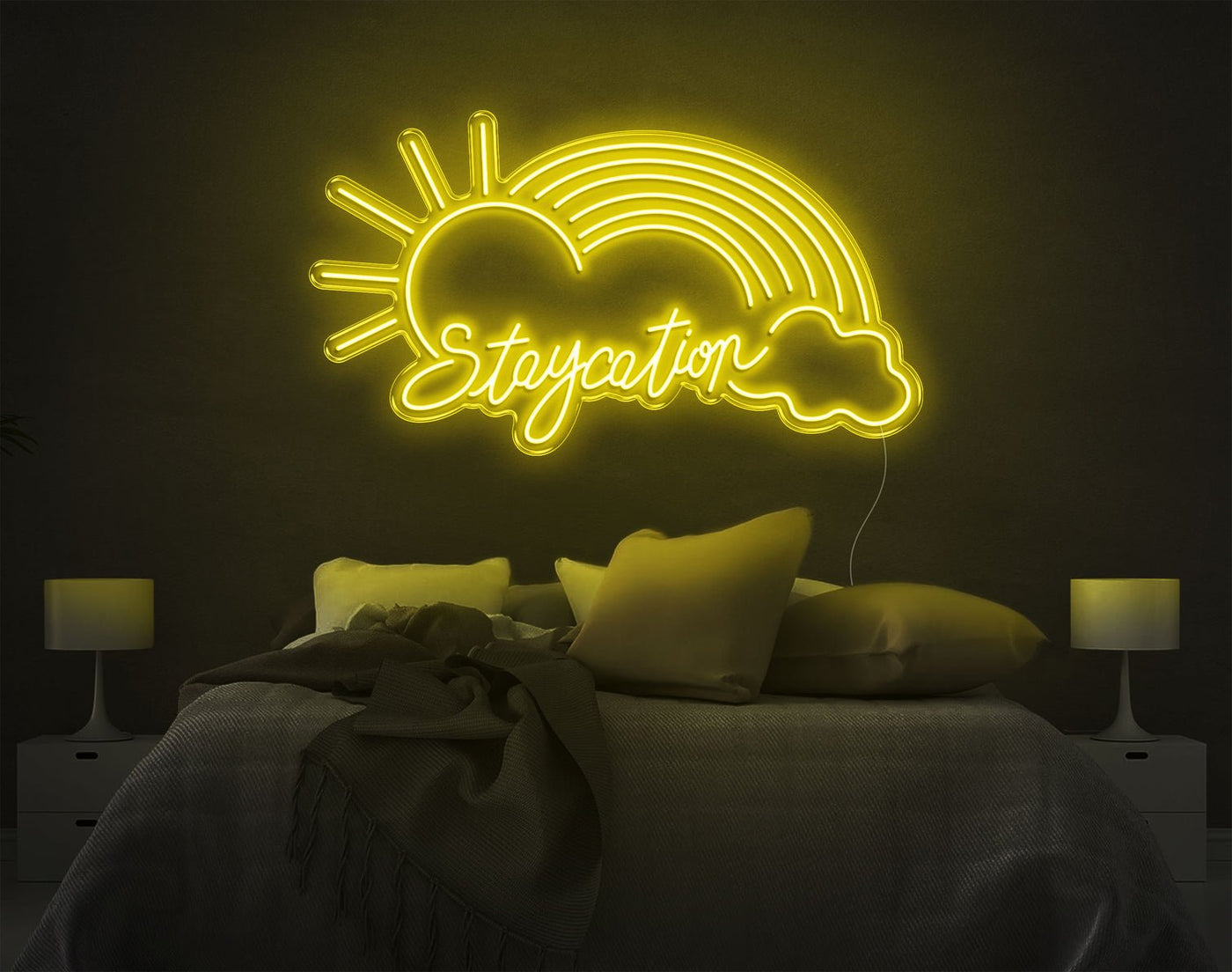 Staycation Rainbow LED Neon Sign - 23inch x 41inchYellow
