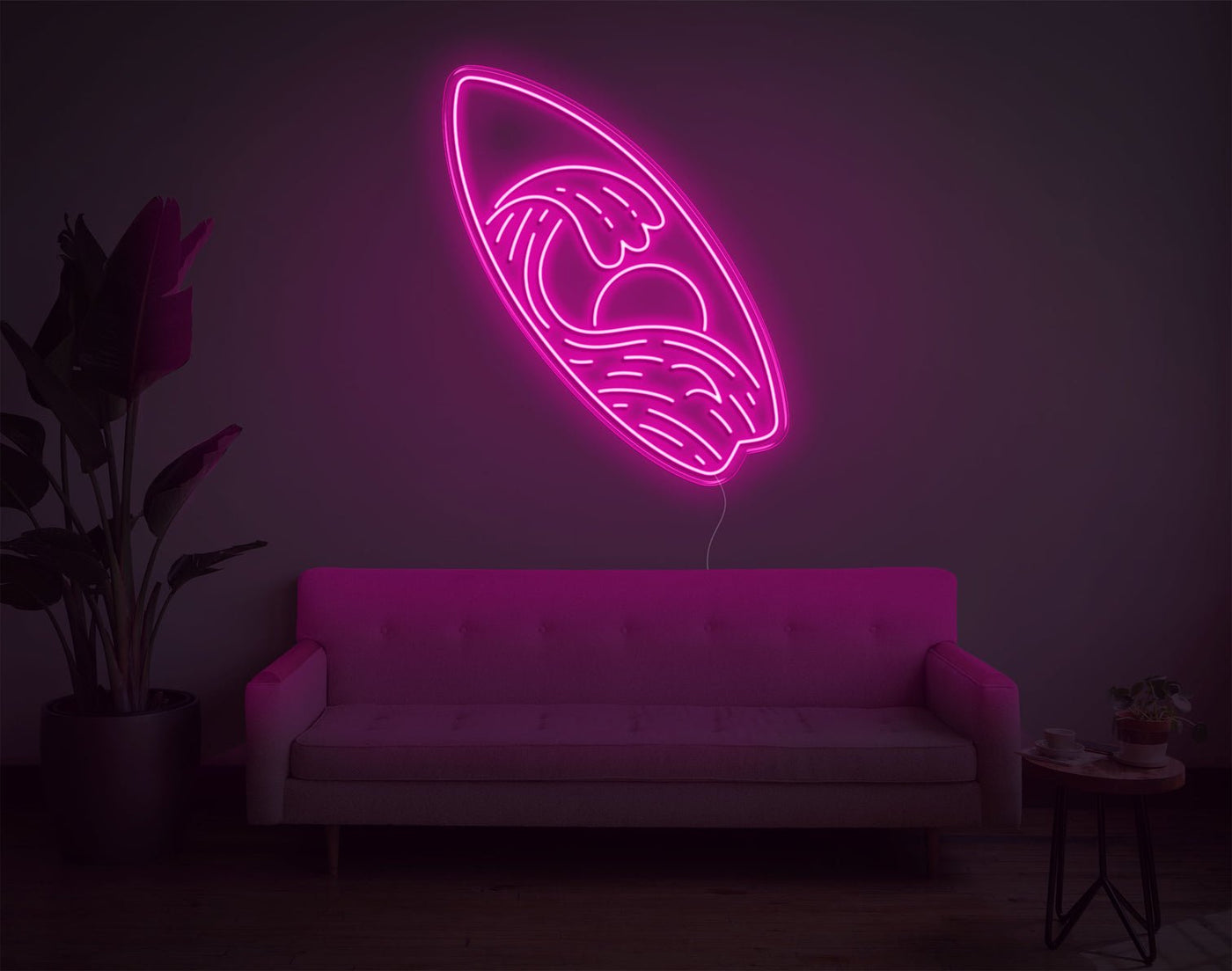Surfboard LED Neon Sign - 33inch x 28inchHot Pink