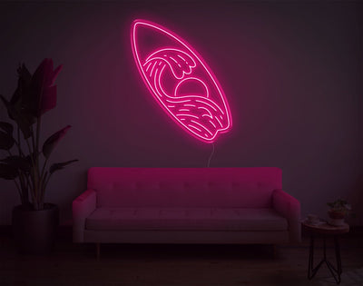Surfboard LED Neon Sign - 33inch x 28inchLight Pink