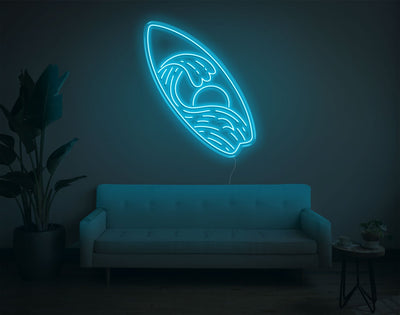 Surfboard LED Neon Sign - 33inch x 28inchLight Blue