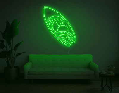Surfboard LED Neon Sign - 33inch x 28inchGreen