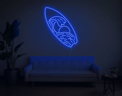 Surfboard LED Neon Sign - 33inch x 28inchBlue